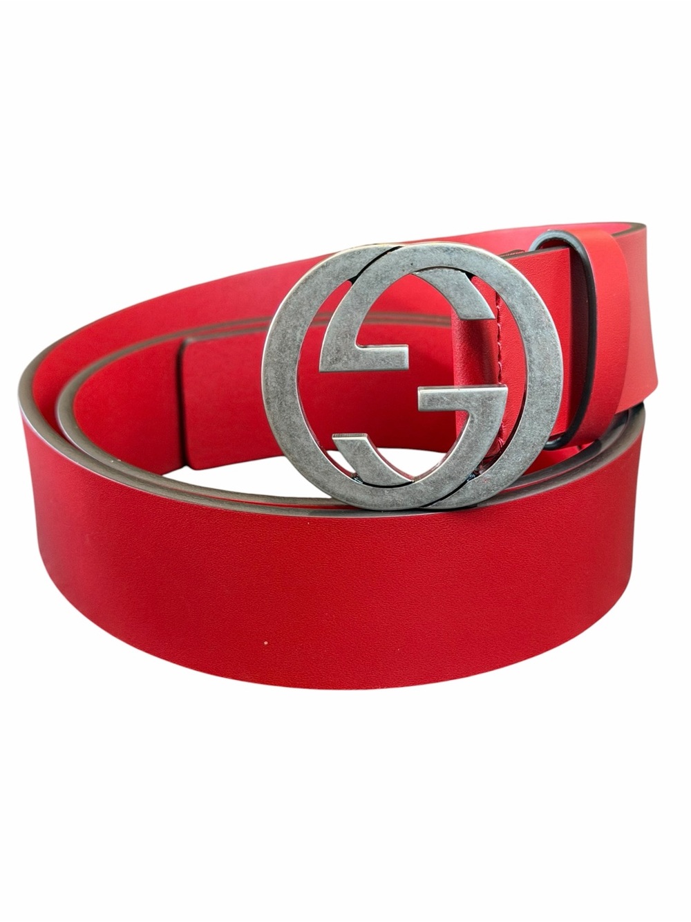 Gucci Red Leather Double G Buckle Belt - Picture 2 of 6